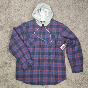 Wrangler Authentics Men's Long Sleeve‎ Quilted Lined Flannel Shirt Jacket Large